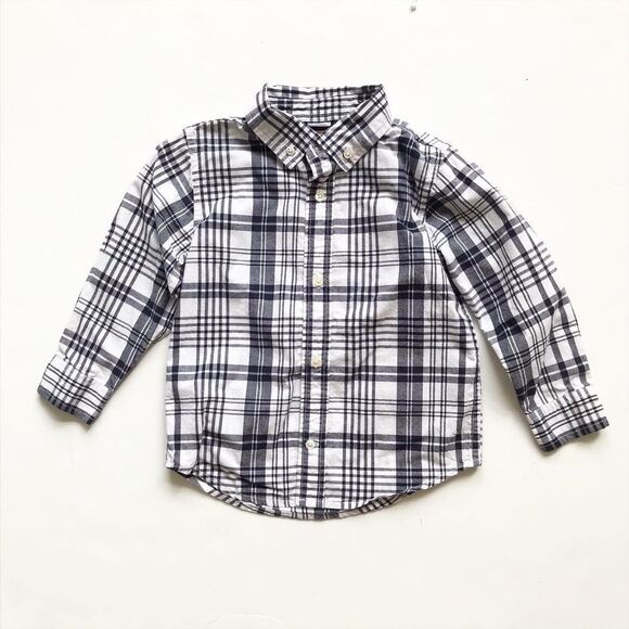 Gymboree navy/white plaid button down shirt EUC 3T - Picture 1 of 4